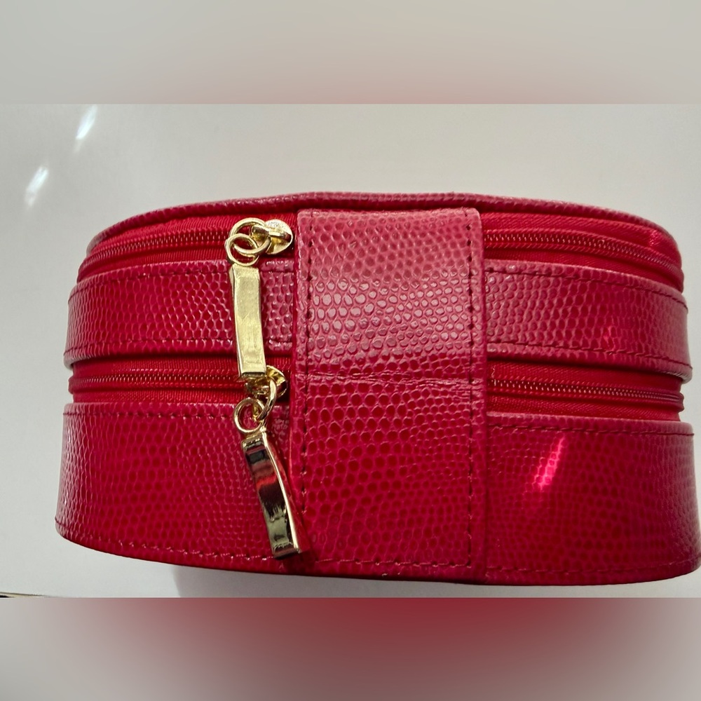 Two-Level Leather Jewelry Box, Red Lizard - Picture 5 of 12